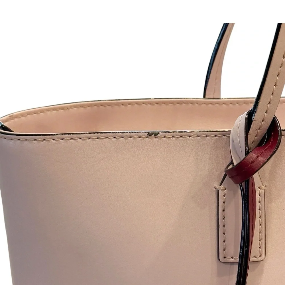 Kate Spade Wright Place Karla Tassel Leather Plum Dawn Pink Zip Top Tote Bag